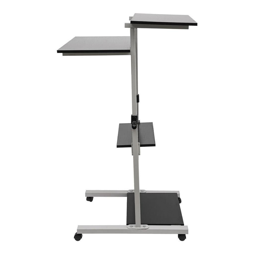 Silver Mobile Standing Desk Work Station, Stand Up Desk Cart Particle Board and Steel With Four Universal Wheels for Bedrooms