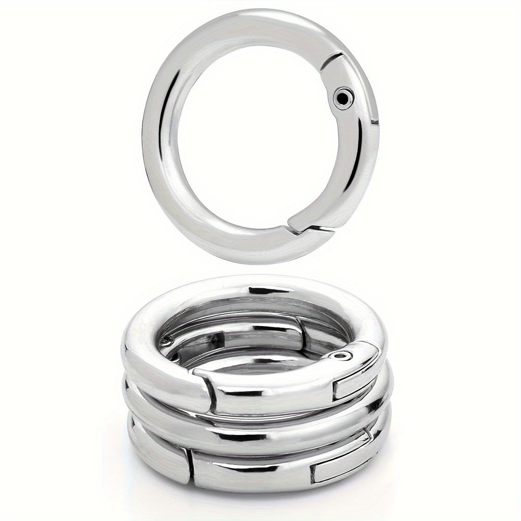 Pack of 10 Trigger Spring O-Rings, Metal Round Snap Buckles, Spring Keychain Clips for Hardware DIY Handmade Wallet Replacement with Keyring