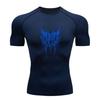 Men's Quick Dry Compression Fitness T-shirt, Gothic Blue Thorn Graphic Short Sleeve Athletic Top for Gym Workout Running Training Sports Wear