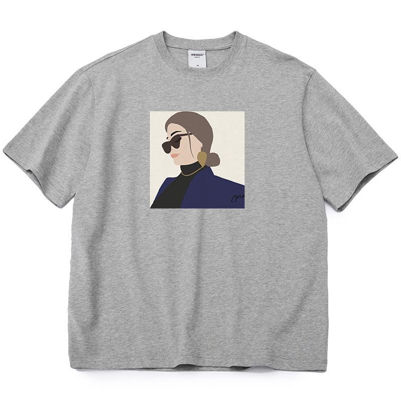 Shellsuning Osobnost Dámské 100% Bavlna Potisk Tričko Léto Nové Oversized O-výstřih Krátké Základní Trička Dámská Móda Streetwear Harsuku Topy