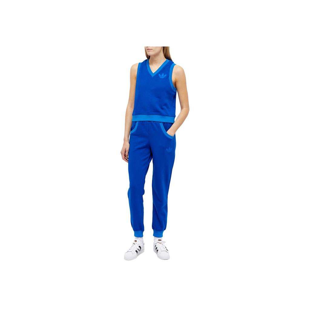 adidas Originals Trefoil Logo Sleeveless V-Neck Vest Women Vests Blue IB2059