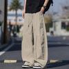 Spring and Summer New European Scimitar Loose Navy Blue Splicing Wide-leg Casual Pants Men's Very Light Pants