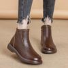 Genuine Top Layer Cowhide Mom Boots, Wool Lined Warm Martin Boots, Thick Sole Soft Leather Winter Short Boots for Women SA‑810