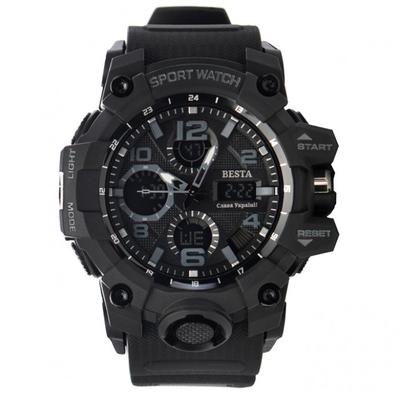 Men's Sports Tactical Watch Besta Power Black with Stopwatch and Alarm Clock