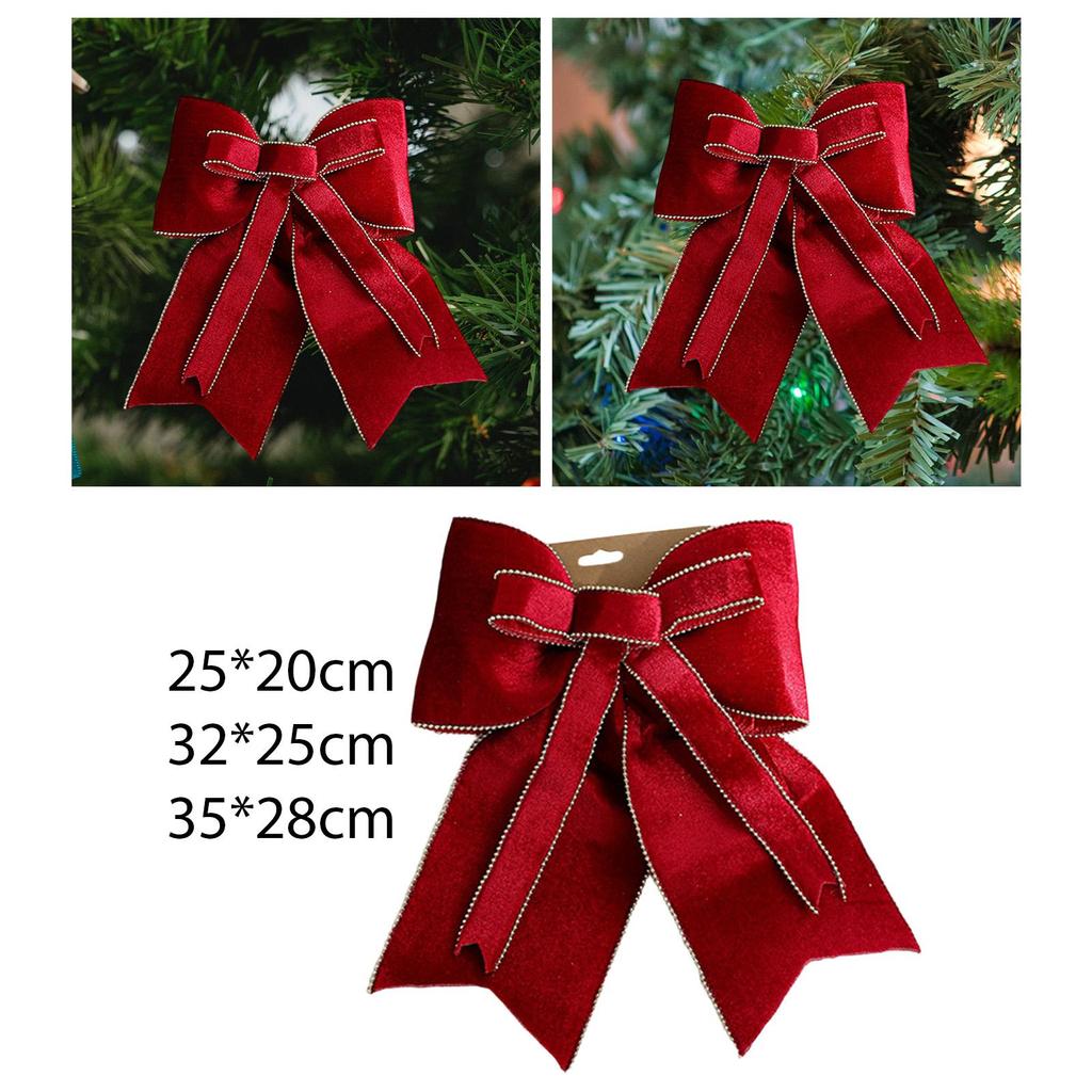 Red Christmas Bow Pendant Photo Props Bow Hanging Ornament Christmas Tree Hanging Decoration for Wall Living Room Scene Layout