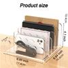 A95I-Clear Acrylic Mail Organizer File Sorters For Desk Laddered Desktop Vertical Holder Desk Organizer Workspace Organizer
