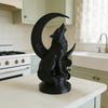 3D Printed Wolf Sculpture with Visible Layered Texture, Moon and Scrollwork Composition for Animal-Themed Entryway or Living Room Decors