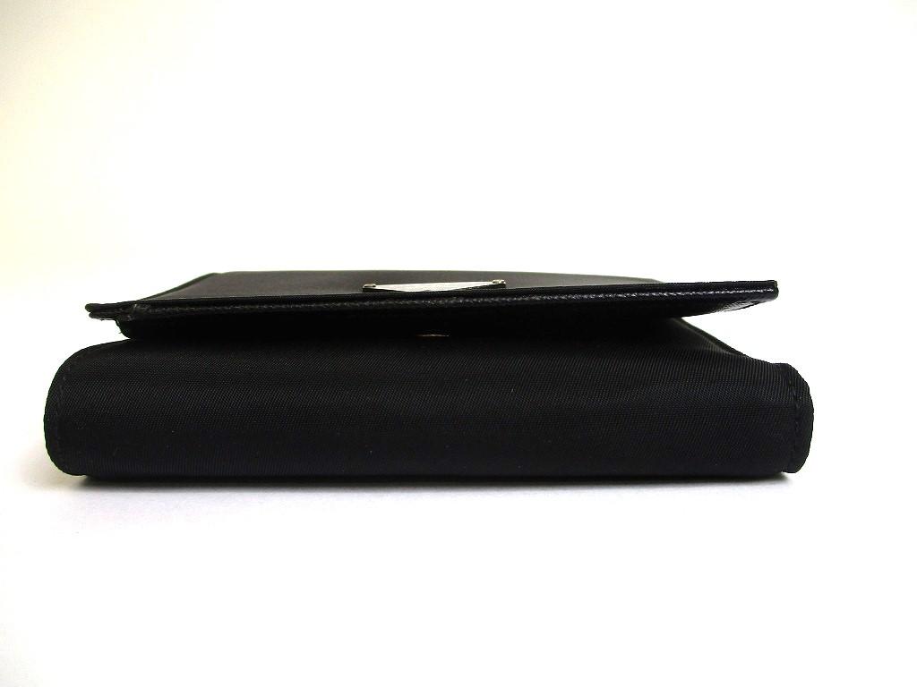 Authentic PRADA Black Nylon and Leather Trifold Wallet Purse #a578  Open box