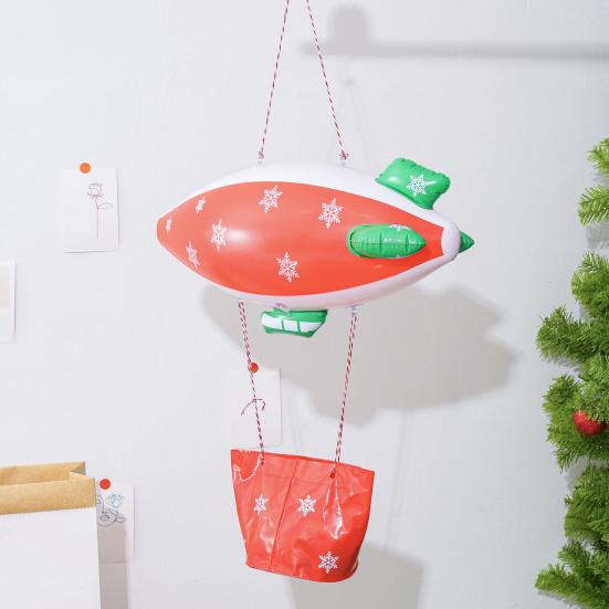 Inflatable Christmas Ball Fires Balloon Ship Flying Boat for Elf Doll Decoration Handmade Seasonal Costume Outdoor Holiday Lawn Ornament