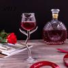 Transparent Glass Cup Wine Exquisite Stable Base Rose Shape Goblet for Home Bottle