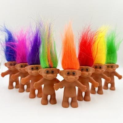 1/4PCS 8cm Mini Retro Lucky Troll Figurines Colorful Hair 80s 90s Anime Collectible Set Funny Family Character Models Gifts Toys