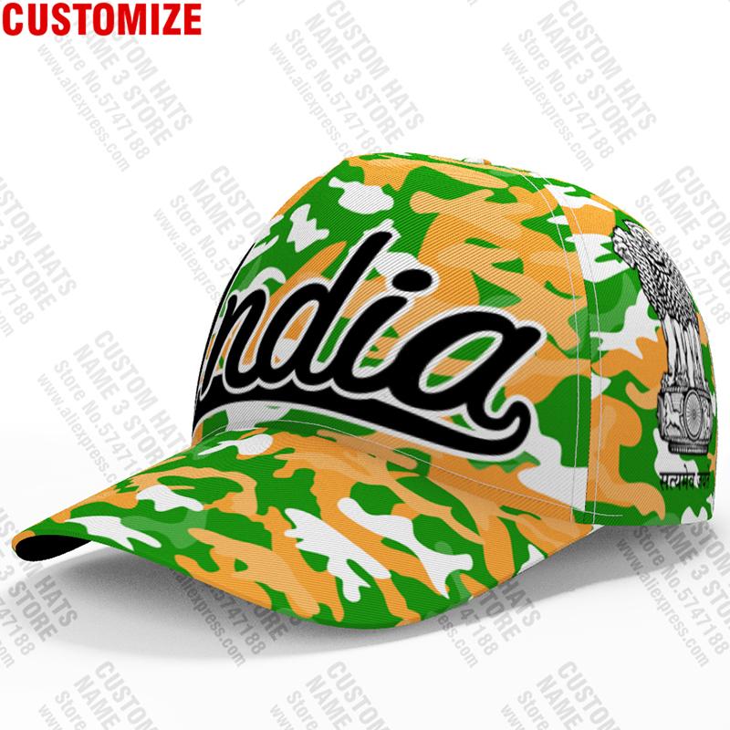 India Baseball Cap Custom Made Name Team Logo In Fishing Hat Ind Country Travel Hindi Nation Indian Flag Print Po Headgear