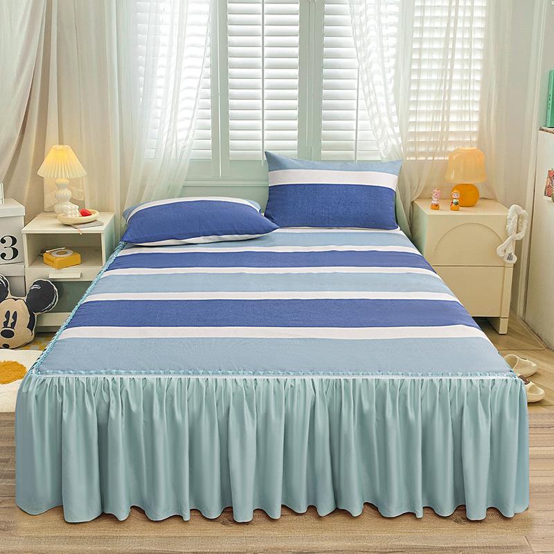 Bedroom Household Single-piece Sanding Bed Skirt Solid Color Skin-friendly Bedspread Bed Cover Bedroom Student Dormitory Sheets