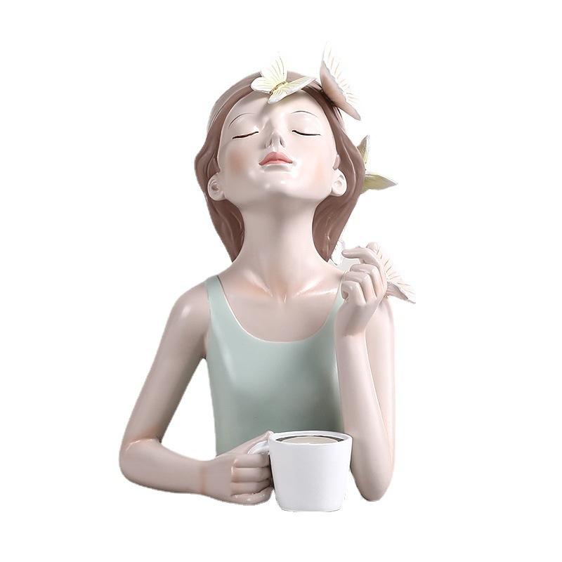 Creative Design Entrance Living Room Tabletop Dressing Table Furniture Storage Decoration Ornaments Looking Up To Girls Tray Resin Crafts