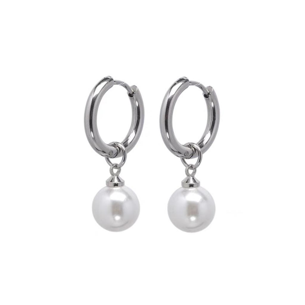Pearl Hoop Earrings, Unisex, Hip-hop , Trendy And Versatile Earrings