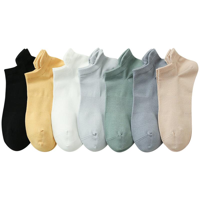 5 Pairs Socks for Men Spring Summer Simple Antibacterial Sweat Wicking Deodorant Men's Boat Socks Tight-woven Boat Socks