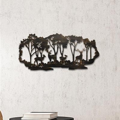 Hanging Metal Wall Art Decor Deer In The Forest for Living Room Cabin
