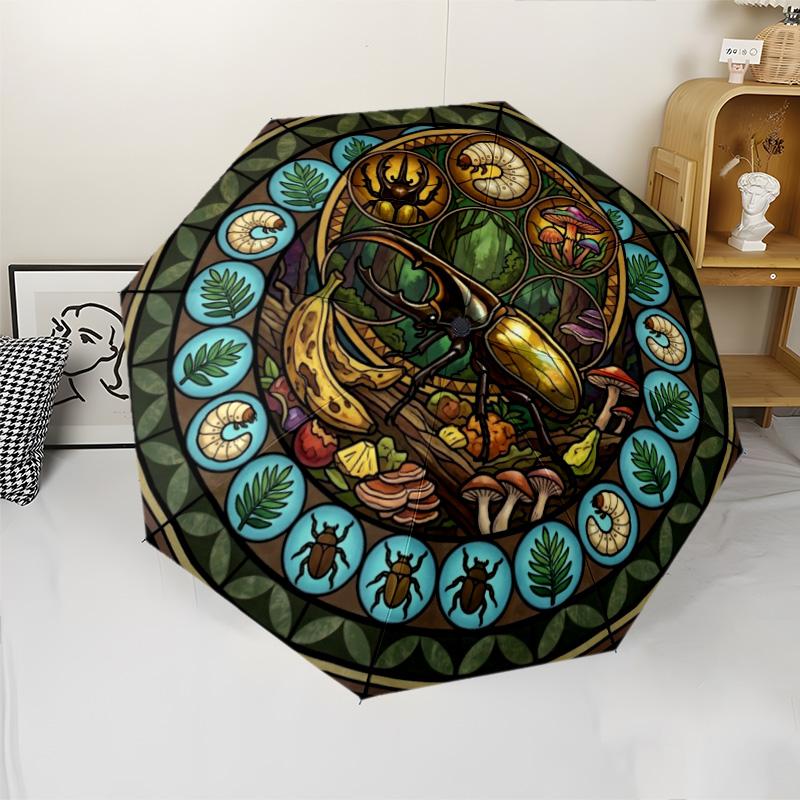 Insect Life Cycle pattern umbrella, portable and foldable design, 8 ribs, a casual accessory for Halloween, Christmas, and birthday gifts.