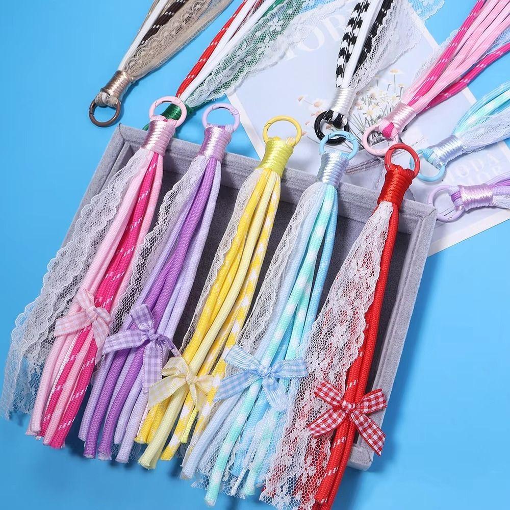 2Pcs Colorful Design Braided Keychain Multi-Purpose Phone Chain Decoration For DIY Craft