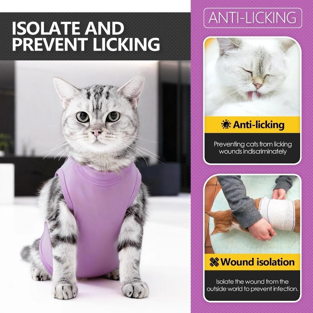 Elastic Cat Recovery Suit Washable Soft Breathable Pet Sterilization Suit Protective Adjustable Pet Jumpsuit Cat Weaning