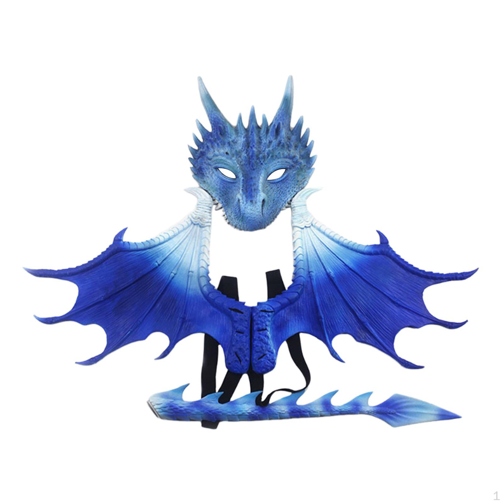 

Детский костюм дракона с динозавровым хвостом и для мероприятий на Хэллоуин синий