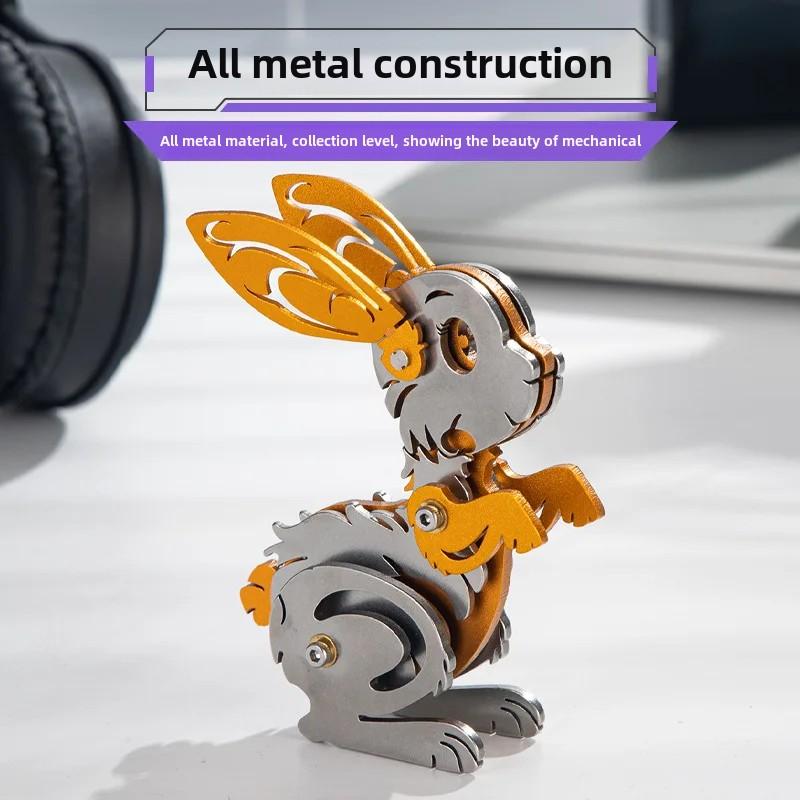 3D Puzzle Cartoon Hase Metallmodell Bausätze für Erwachsene Mechanische Tiere Tierkreis Hase Puzzle DIY Montage Spielzeug Geschenk