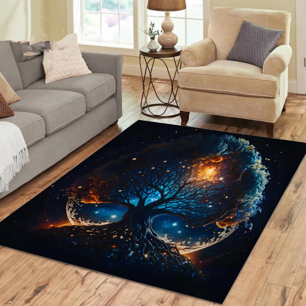Colorful Life of Tree Carpet Living Room Bedroom Decor Kid Non-slip Parlor Floor Mat Surface Comfortable Carpet Birthday Gift