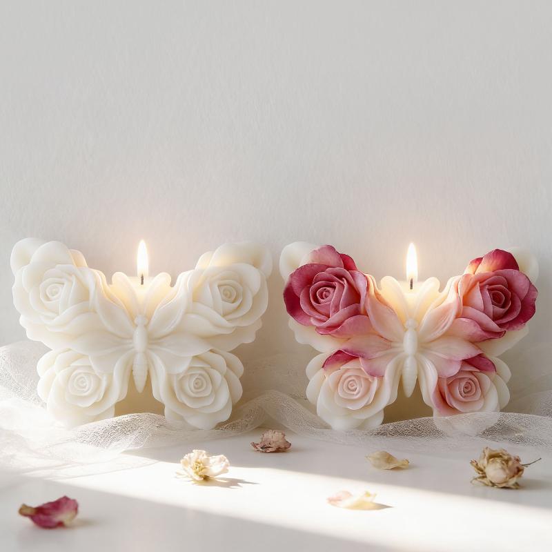 

Diy Rose Butterfly Form Silicone Mold Handmade Aroma Candle Plaster Epoxy Resin Ornament Mold Soap Candle Making Supplies 1pc