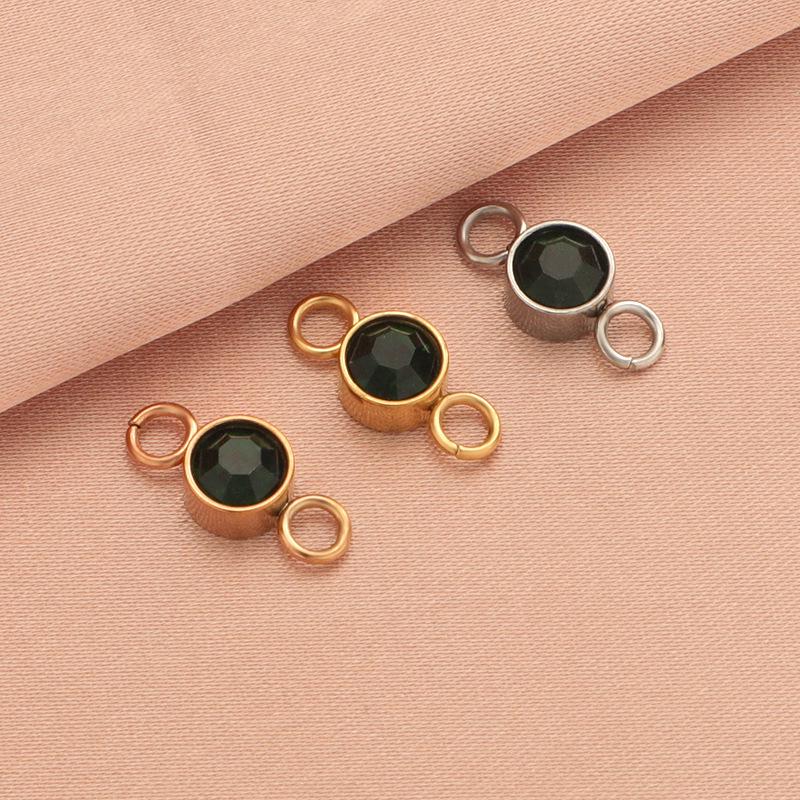 Stainless Steel December Birthstone Double Ring Pendant DIY Jewelry Accessory Steel