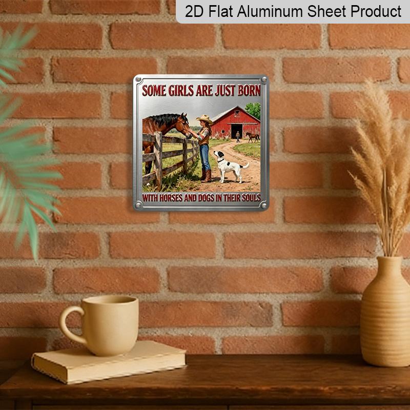 2D Flat - 1pc, Vintage Metal Aluminum Decorative Sign, Farm Girl Country Life, Retro Wall Decor, Home Decoration Suitable for Living Rooms, Farmhouse