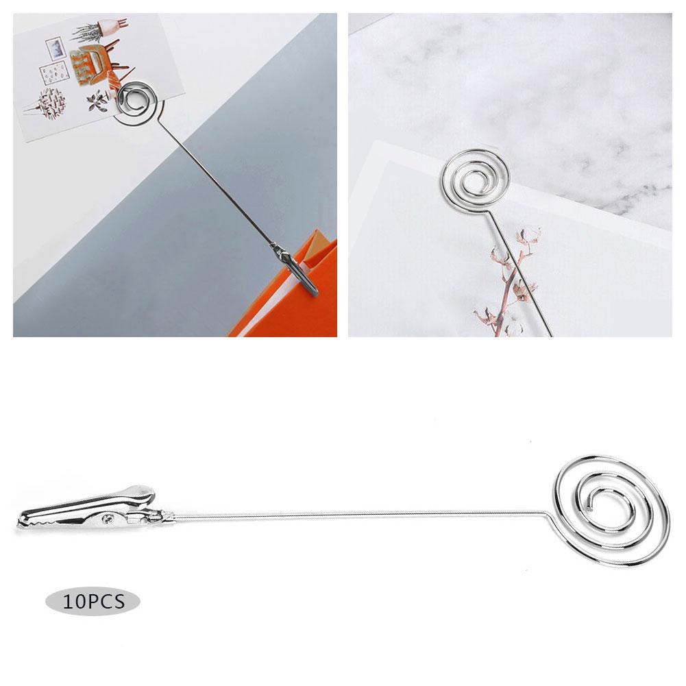 10 Stück Tisch-Notizklammern Schreibtisch Metall Visitenkartenhalter Silber Rund Bild Nachricht