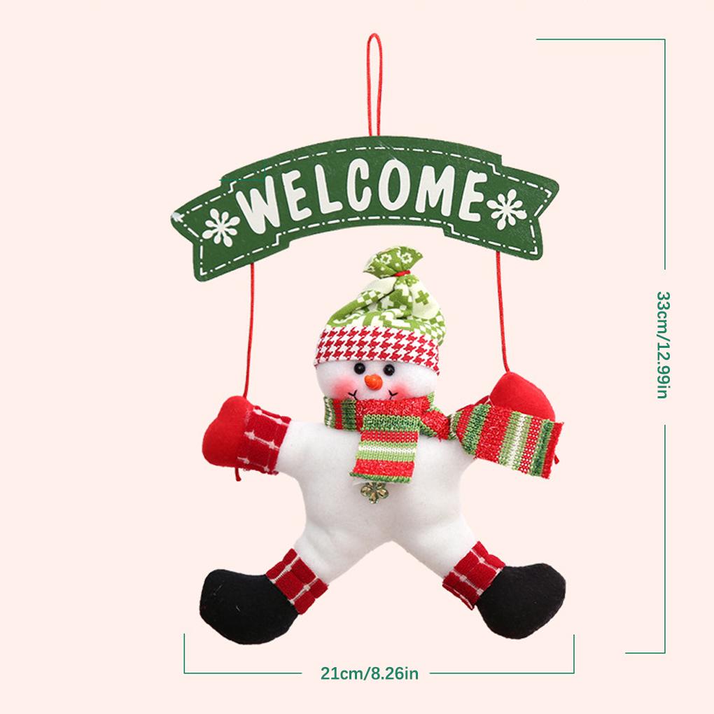 Christmas Welcome Sign Pendants Holiday Decorations Santa Claus Snowman Scene Layout Door Xmas Hanging Decor Prop Party Supplies