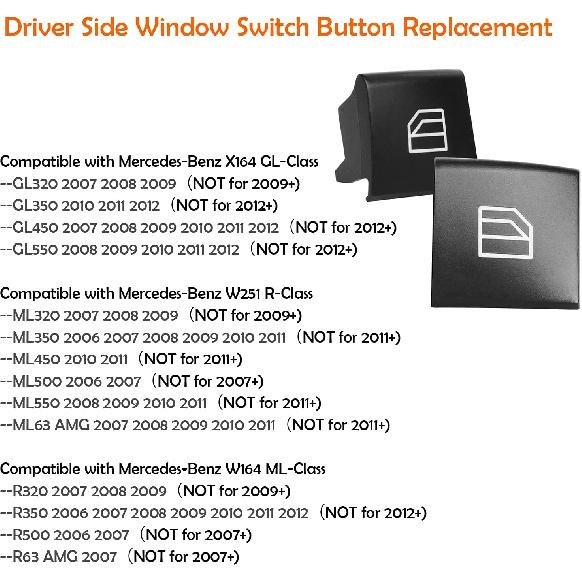 Jaronx 2PCS Driver Window Switch Button Covers Compatible with Mercedes Benz, Power Master Window Lift Switch Button Cover Caps Compatible with