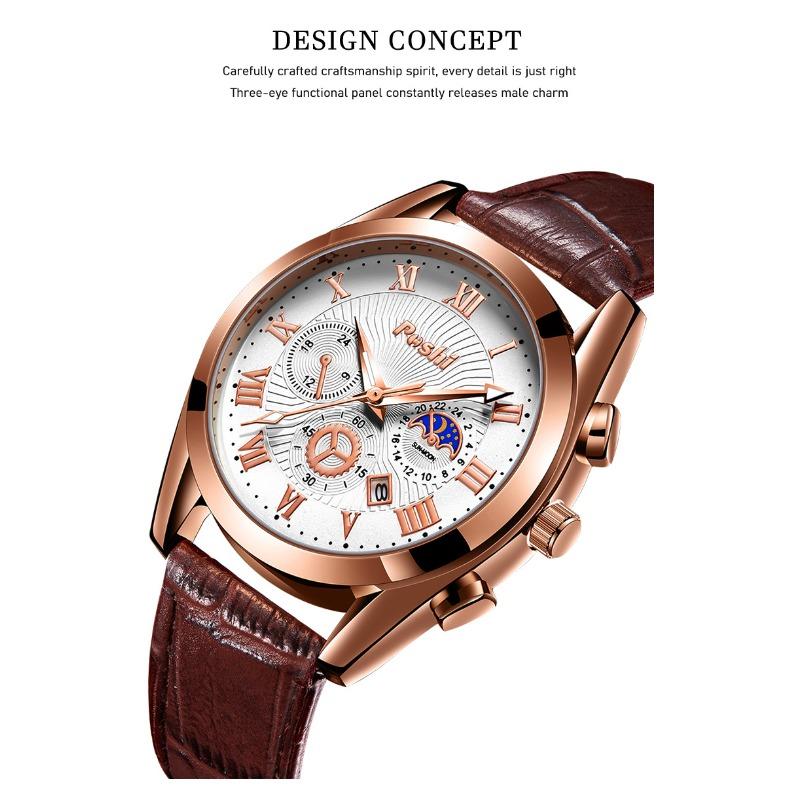 POSHI Business Watch Middle School Waterproof Sports Electronic Watch Luminous Simple Fashion Men's Watch Quartz Watch