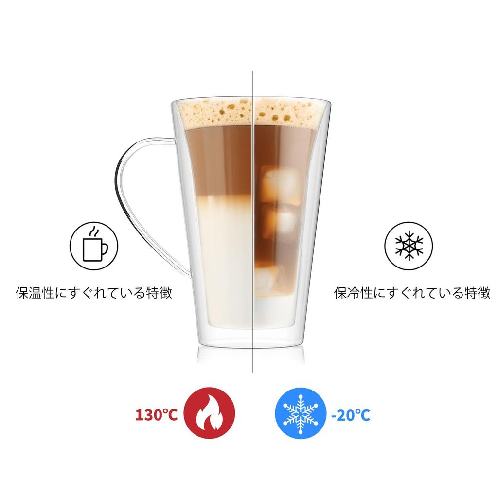 GIFT GARDEN Tumbler Glass Cup 400ml Cold and Hot Keeping Transparent Double Wall Glass Condensation Prevention Microwave Safe Set of 2