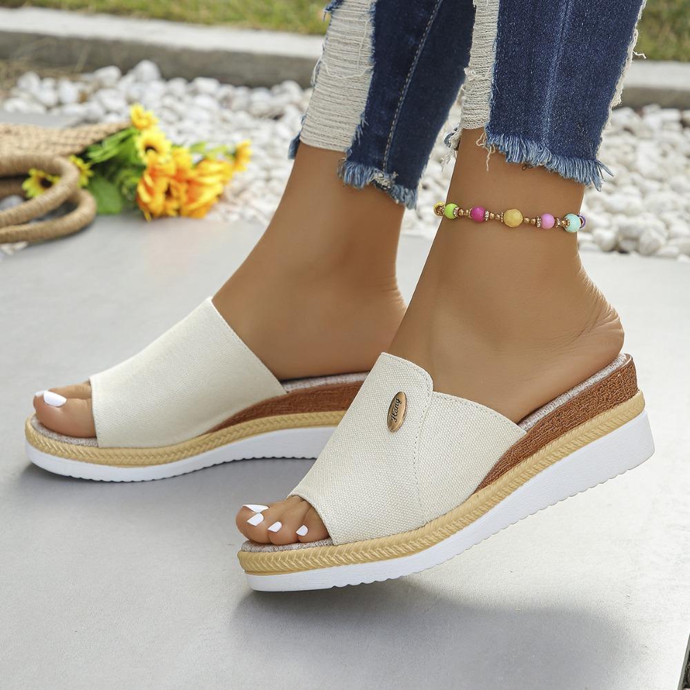 Ženy Vysoké podpatky Silný spodek Ležérní boty Léto Klínky Sandály Ženy Platforma Pantofle s otevřenou špičkou Outdoor Ležérní Pohodlí Skluzavky