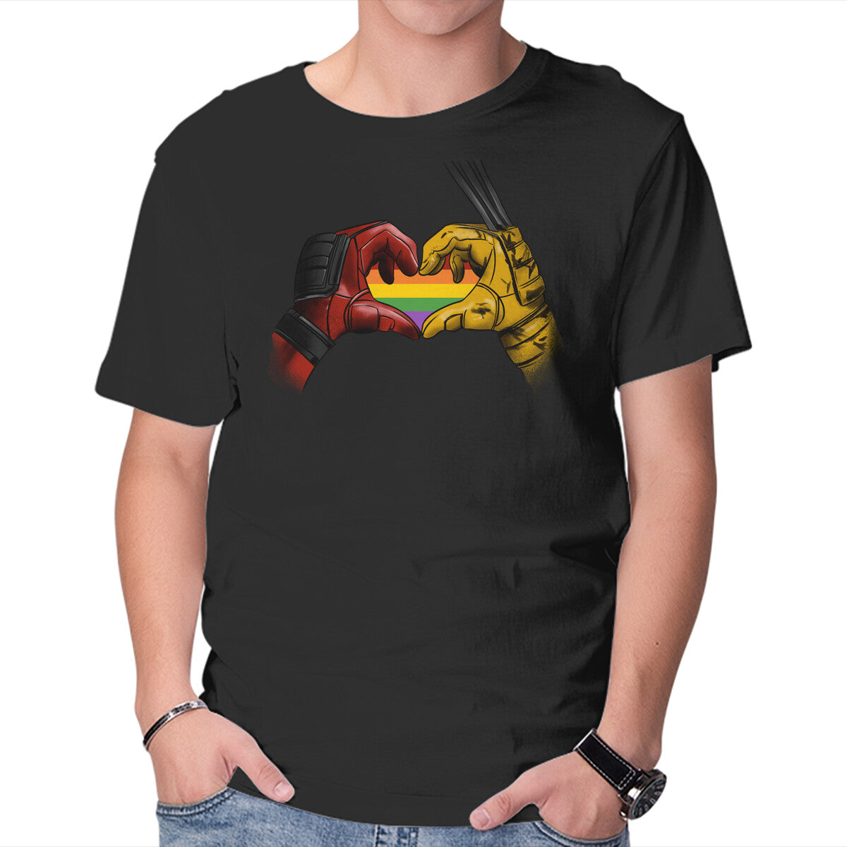 Unisex Crew Neck T-Shirt Mutant Love Rainbow Graphic Short Sleeve Casual Tee XXXL