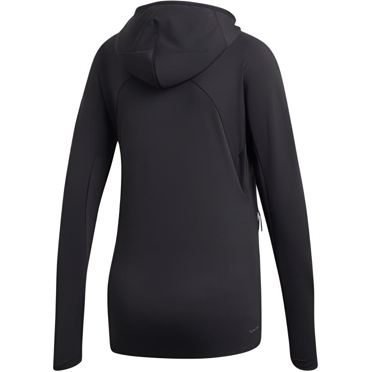 Adidas Jachetă Sport cu Glugă și Fermoar Culoare Solidă Jachete Femei Negru CZ8075