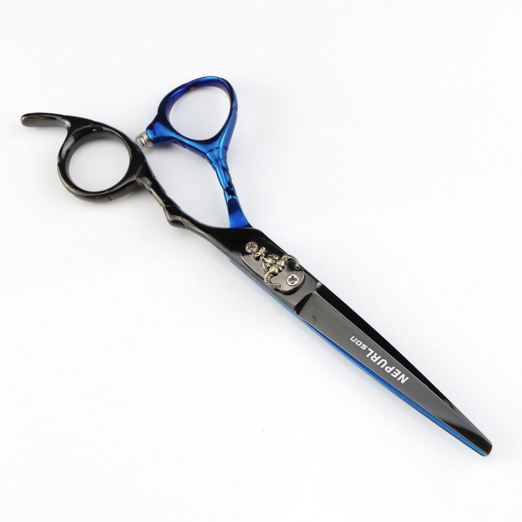 6.0 inch FNT-11 Nimpson color bull's head flat cut hairdressing straight cut tooth cut white gold black blue 05-5
