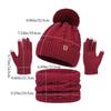 3Pcs/Set Plush Knitted Hat Warm Beanies Hat Fashion Winter Hat Scarf Gloves  Men Women