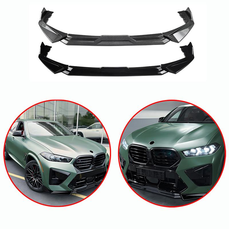 High Quality ABS For BMW X5M F95 X6M F96 LCI 2026+ Car Front Bumper Lip Spoiler Body Kit Glossy Black Carbon Fiber Look