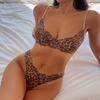 Fransız Tarzı Dantelli Sütyen Takımı Leopar Desenli Ultra İnce Büyük Beden Seksi İç Giyim Kadın