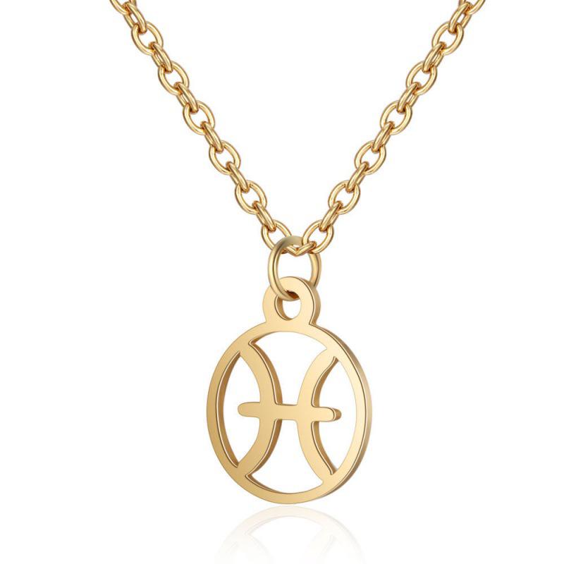 Stainless Steel Zodiac Pendant Necklace with Thin Chain