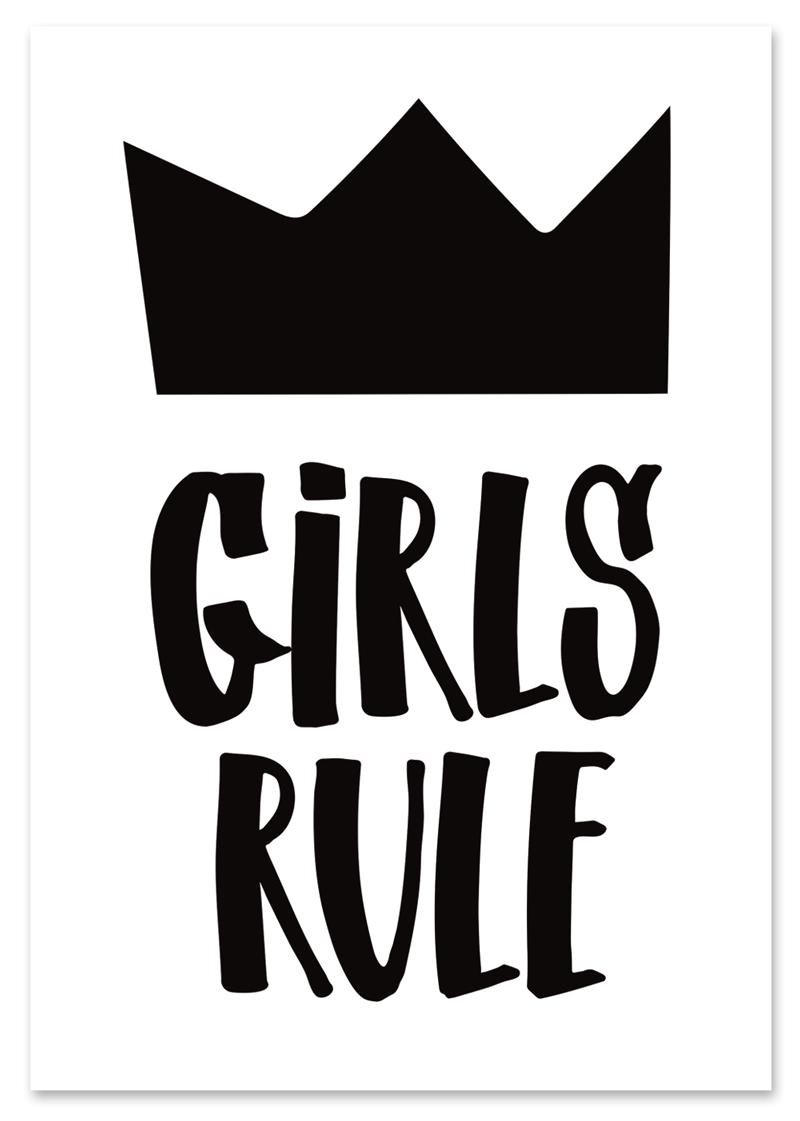 

Plakat z napisem dziewczyny rządzą girls rule czarnobiałe plakaty 30x40 cm