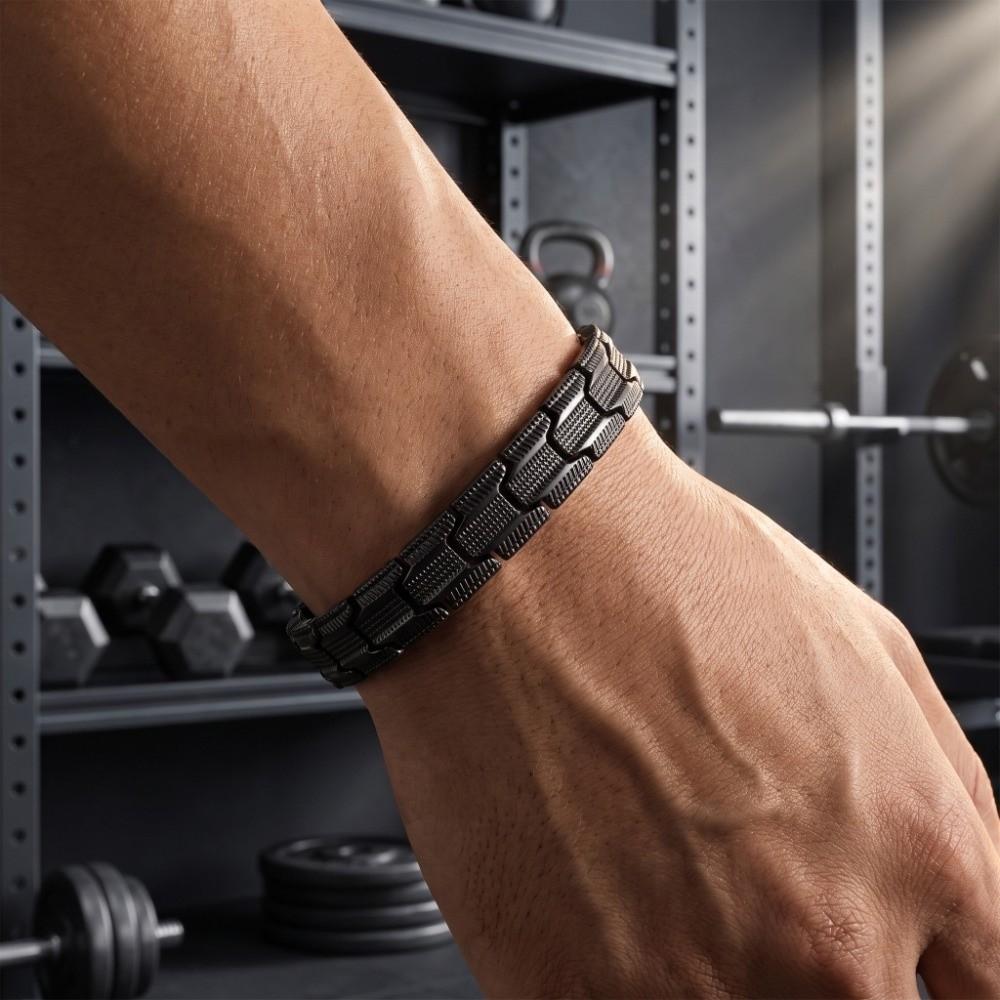 Zinc Zinc Zinc Alloy Magnetic Stone Bracelet Wheel-patterned Men Bangle Wristband Festival Party