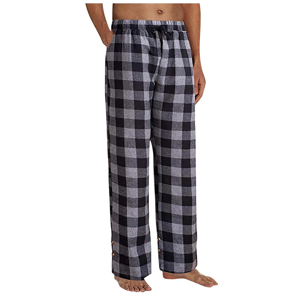 Fashion Men's Casual Plaid Loose Sport Plaid Pajama Pants Trousers