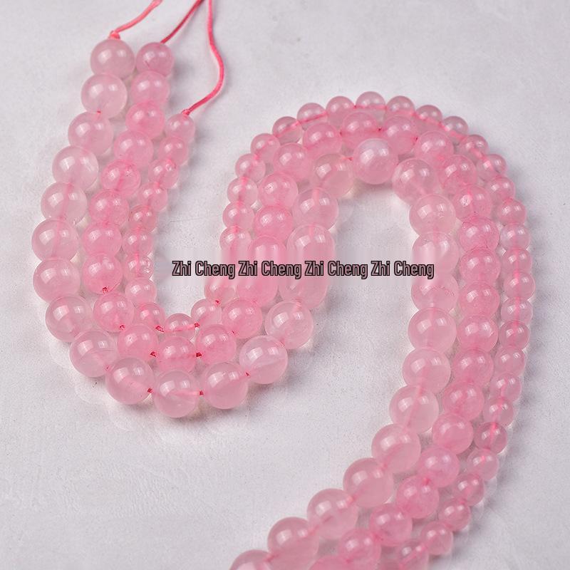 Natural Pink Crystal Beads - Transparent Round DIY Accessories (8-12mm)