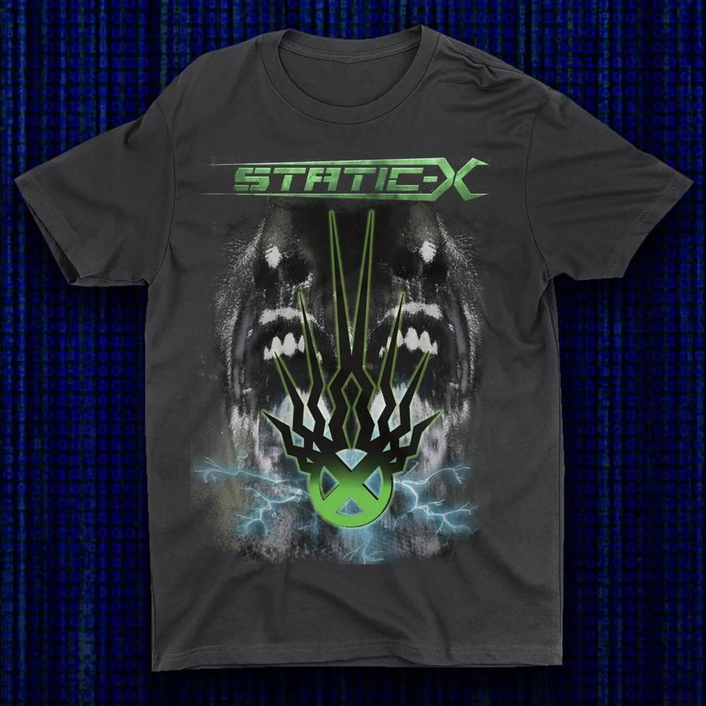 Static X Черная Хлопковая Футболка Большого Размера Для Мужчин TT36 Унисекс XXXL