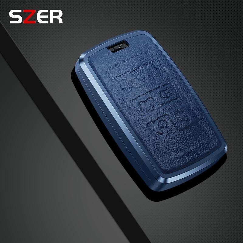 

Alloy Leather Car Key Case Cover for Land Rover Range Rover Sport Evoque Freelander for Jaguar XF XJ XE XJL XF Shell Accessories синій