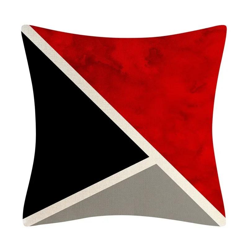 Poszewka na poduszkę do dekoracji domu Modna poduszka Abstrakcyjna poszewka na poduszkę Czarno-czerwona geometryczna poszewka na poduszkę Sofa